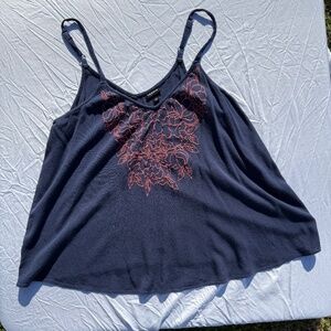 Torrid Flowy Tank w/ embroidered Coral Floral detail